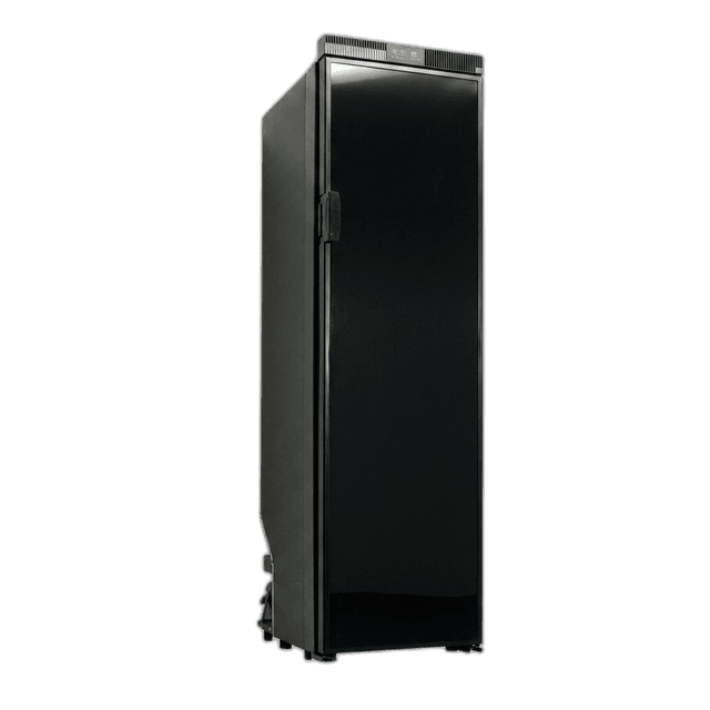 150L slim fridge, door open